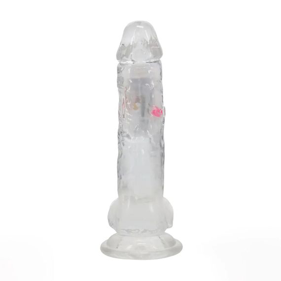 Фалоімітатор з вібро LED Vibrating Straight Cock with Balls - 20 cm - Transparent Sex Aura | Зображення 2