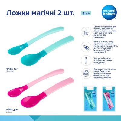 Набір дитячого посуду Canpol babies Ложки магічні 2 шт. - рожеві (9/581_pin) | Зображення 3