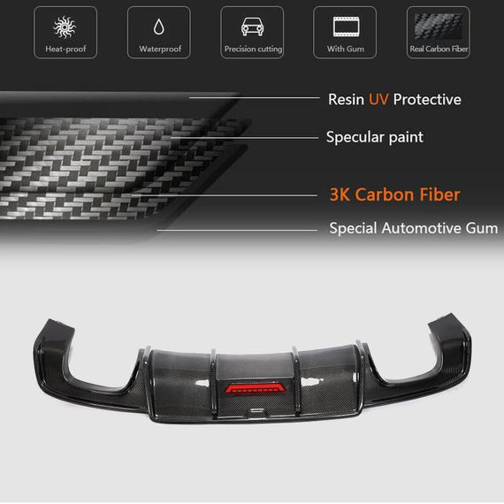 Дифузор заднього бампера V3 (для S-Line SD 2017-2020, Карбон) для Ауди A3 рр | Зображення 4