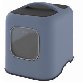 Туалет-будиночок для котів Rotho Biala 40052, закритий, з дверцятами та фільтром, синій