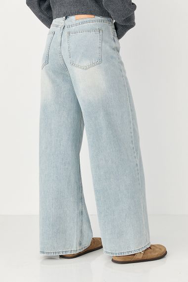 Прямі джинси Wide leg із високою посадкою - блакитний цвет, XL (є розміри) | Зображення 2