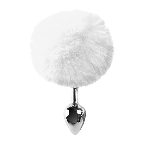 Металева анальна пробка М Art of Sex — Bunny Tails Butt plug, Білий sexstyle | Зображення 1