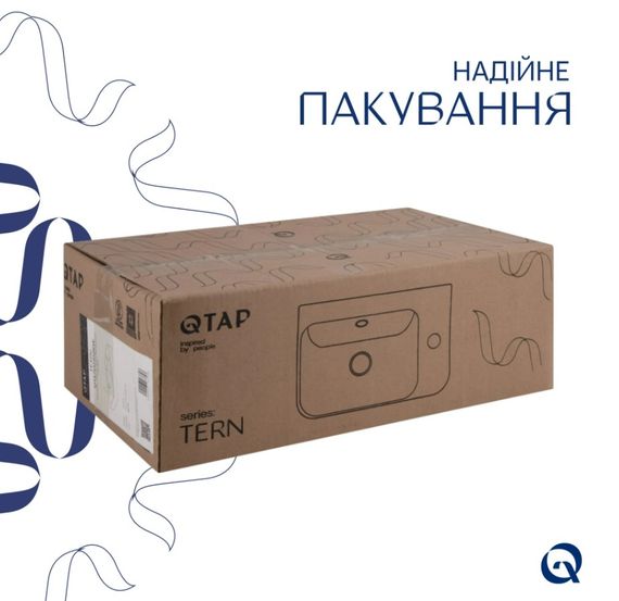 Раковина підвісна Qtap Tern 450х250х158 мм, White, права, прямокутна, без донного клапана QT1711H02LW | Зображення 2