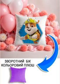 Подушка плюшева Мерч Крафт Дизайн з принтом paw patrol 2 бузковий плюш квадратна 33х33 см
