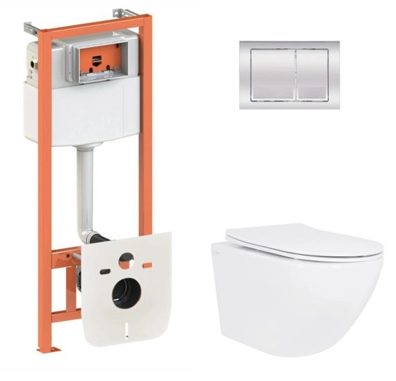 Набір Qtap Nest 4 в 1 підвісний унітаз Jay Ultra Quiet 520x360x320 + комплект інсталяції QT07335175W48186