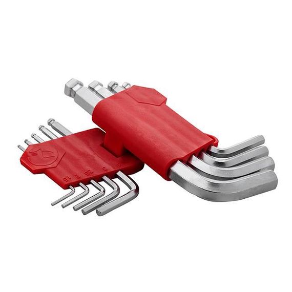 Набір ключів Г-подібних шестигранних з шаровим наконечником 9 од., 1.5-10 мм, Cr-V, Small INTERTOOL HT-0605 | Зображення 2