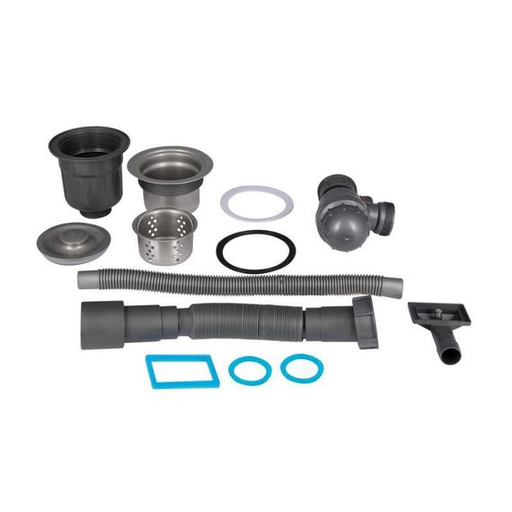 Сифон LK16 для кухонної мийки Bruch PVD, випуск 115 мм колбовий з квадратним переливом Grey (вихід гофри 40/50 мм) Lidz | Зображення 2