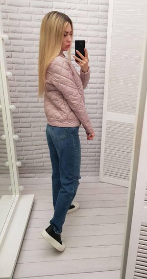 Куртка з ефектом стьобання, арт.310, пудра | Зображення 1