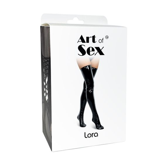 Сексуальные виниловые чулки Art of Sex - Lora, размер M, цвет черный | Зображення 3