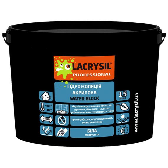 Мастика гідроізоляційна “WaterBlock” 12кг Lacrysil
