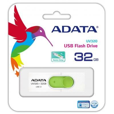 USB флеш накопичувач ADATA 32GB UV320 White/Green USB 3.1 (AUV320-32G-RWHGN) | Зображення 3