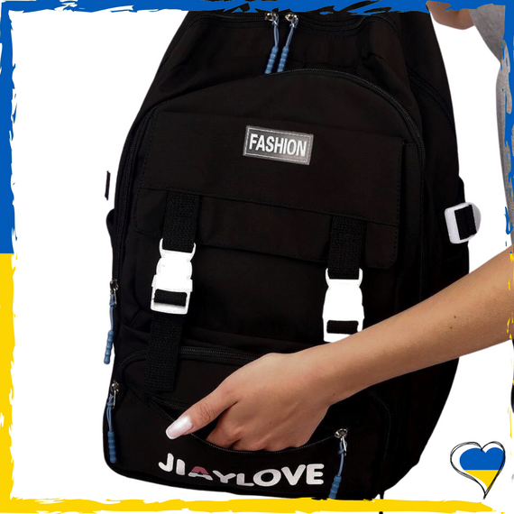 Рюкзак з плащівки чорний, рюкзак жіночий, чоловічий. Рюкзак вмісткий | Зображення 1