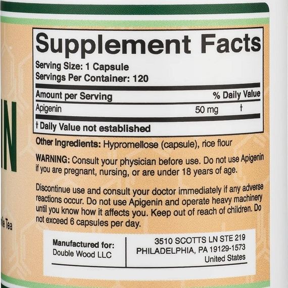 Комплекс для профилактики нервной системы Double Wood Apigenin 50 mg 120 Caps | Зображення 1