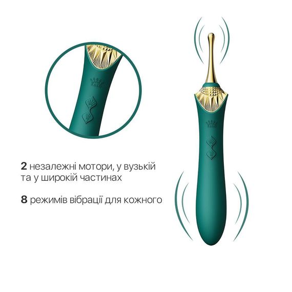 Вагінально-кліторальний вібратор Zalo — Bess Turquoise Green, багатофункціональний із насадками | Зображення 2