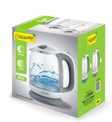 Електрочайник скляний Maestro MR-056-BLUE, 1.7 л, 2200 Вт, з підсвіткою | Зображення 3