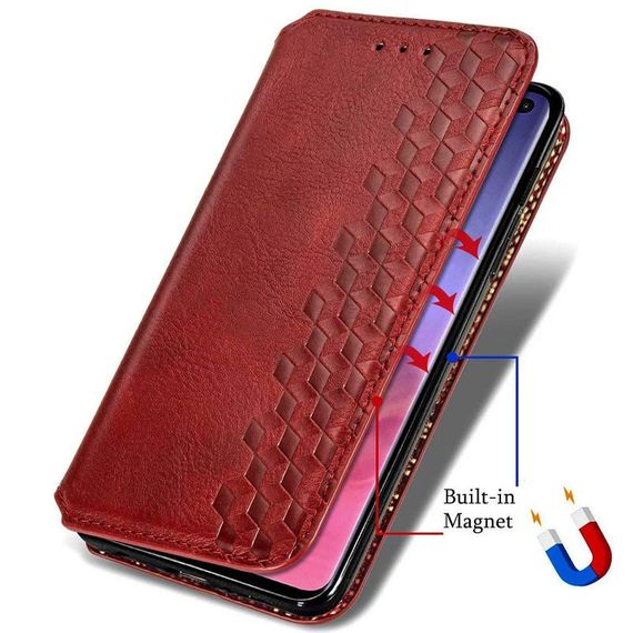 Кожаный чехол книжка GETMAN Cubic (PU) для Xiaomi Mi 10 Lite Штучна шкіра, Слот для візитки, Червоний | Зображення 3