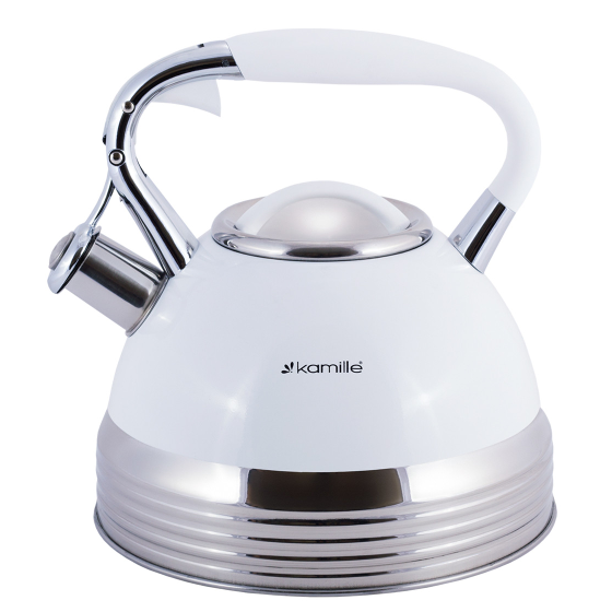 Чайник 2,7л нержавіюча сталь зі свистком з ручкою "soft-touch" (білий,беж,чорний) 0696WH KAMILLE