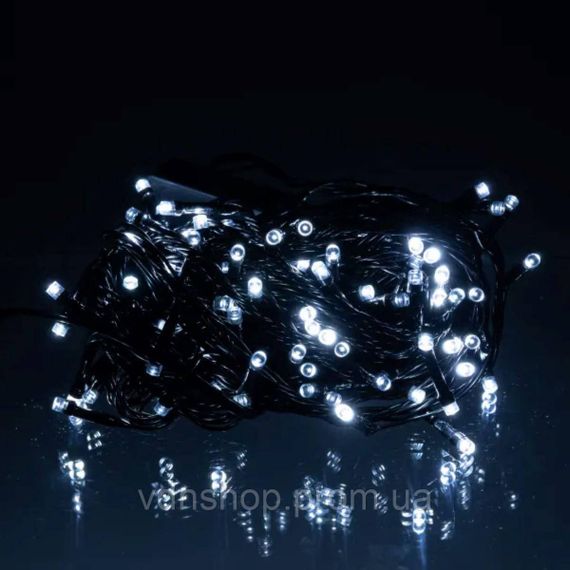 Новорічна гірлянда кімнатна нитка 10 м 120 LED чорний провід Білий W120LED10MBW | Зображення 2