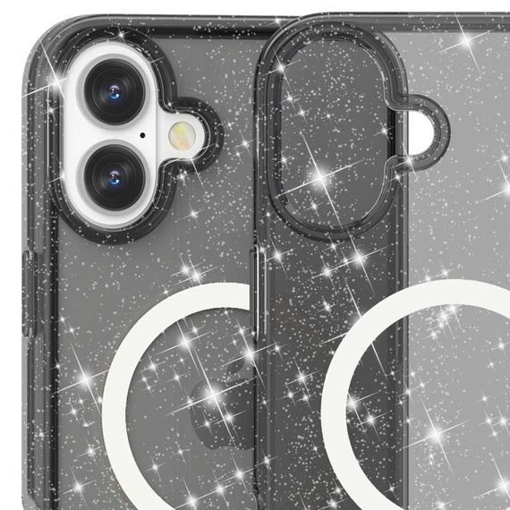 Чехол TPU Galaxy Sparkle (MagFit) для Apple iPhone 16 (6.1") Black+Glitter | Зображення 2