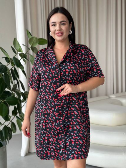 Шовкова сорочка на ґудзиках для дому PLUS SIZE | Зображення 4
