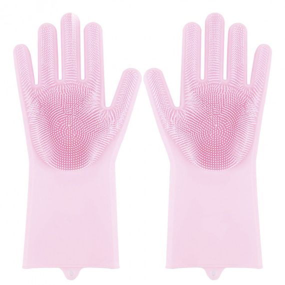Силиконовые перчатки Magic Silicone Gloves Pink для уборки чистки мытья посуды для дома. Цвет: розовый ZE-37 | Зображення 5