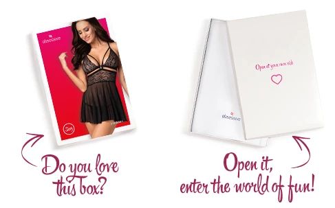 Еротичний мереживний комплект із сіточкою Obsessive 838-BAB-1babydoll & thong black, чорний, пен, S/M | Зображення 8