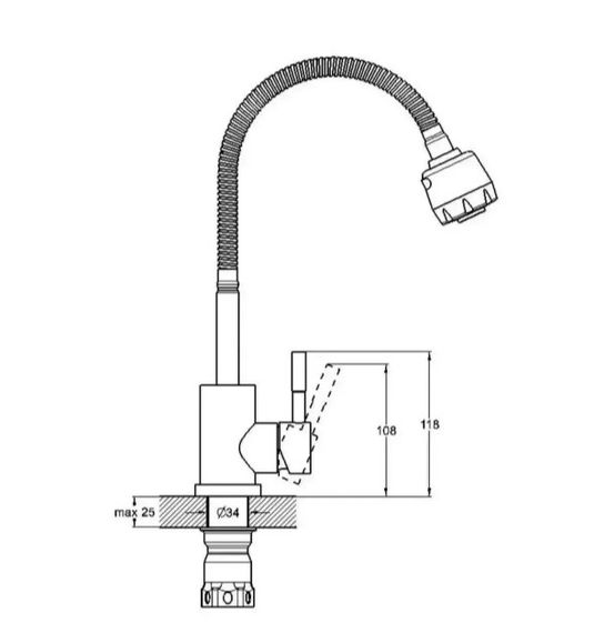 Змішувач для кухні WEZER з рефлекторним виливом EKO4D-01 | Зображення 1
