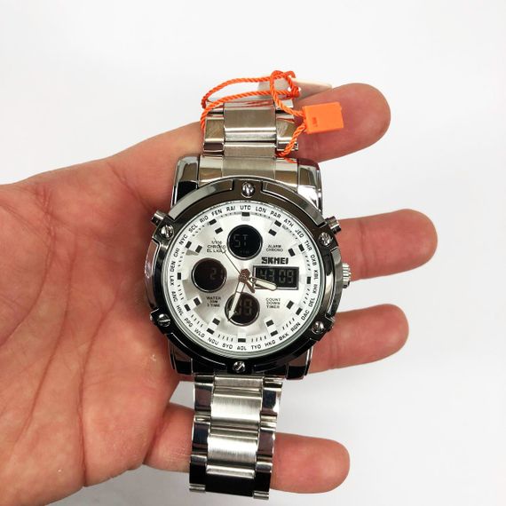 Годинник наручний чоловічий SKMEI 1389SI SILVER, брендовий чоловічий годинник. Колір: срібний | Зображення 8