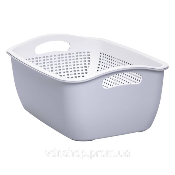 Корзина-друшлак 2 в 1 для мытья овощей, фруктов и зелени 32×23×13 (см) Серый HP-45-5G | Зображення 3