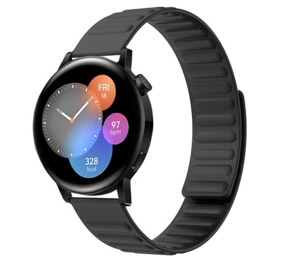 Силиконовый магнитный ремешок Primolux Magnet для часов Huawei Watch GT2 42mm / GT3 42mm - Black