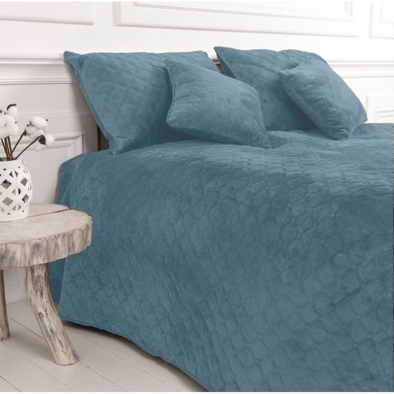 Покрывало полуторное ТЕП Velour Ромб круглый 4-00515-22872 150х210 см синее