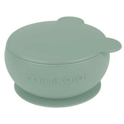 Тарелка детская MinikOiOi Bowly глубокая с крышкой на присоске River Green (101080007)