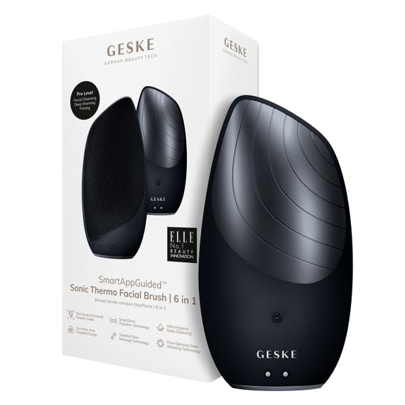 Електронна звукова термо щітка для обличчя GESKE Sonic Thermo Facial Brush 6в1 black