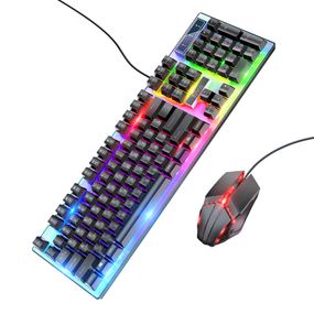 Комплект ведущий KB + Mouse HOCO GM18,USB,RGB подсветки,,Black/White,Box