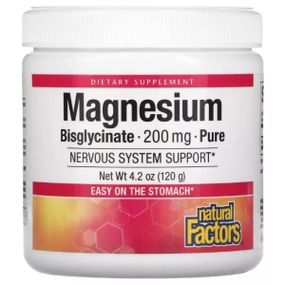 Микроэлемент Магний Natural Factors Magnesium Bisglycinate 200 mg 120 g /50 servings/ Pure