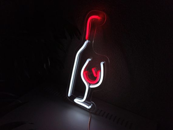 Неоновий світильник Пляшка вино бокал 300х130 acr-n000002 | Зображення 4