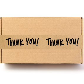 Скотч этикетка крафт "Thank You 04", 50х294 мм (100 шт/рулон) с принтом, самоклеющаяся Viskom