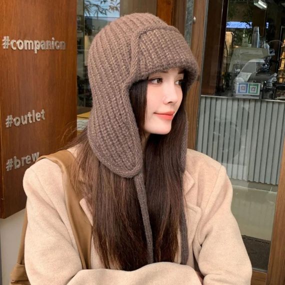 Шапка-ушанка вязаная One Size 55-58 Черный (5004) | Зображення 4