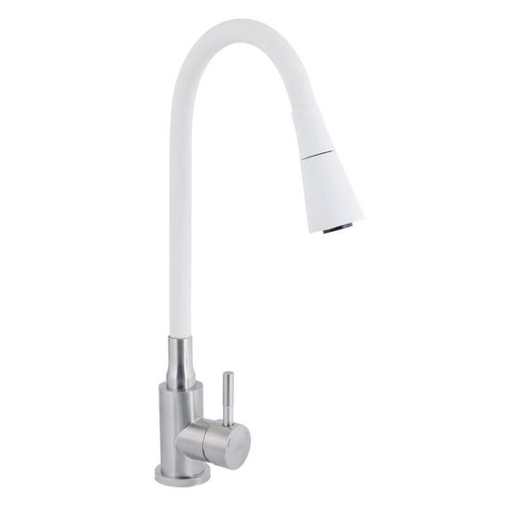 Смеситель для кухни Lidz Aria 015F31 с гибким изливом (k35) LDARI015F31WNK36981 White / Nickel