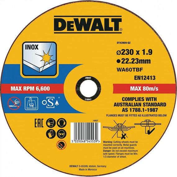 Коло відрізне 230х1.9х22.23 мм DeWALT DT43909