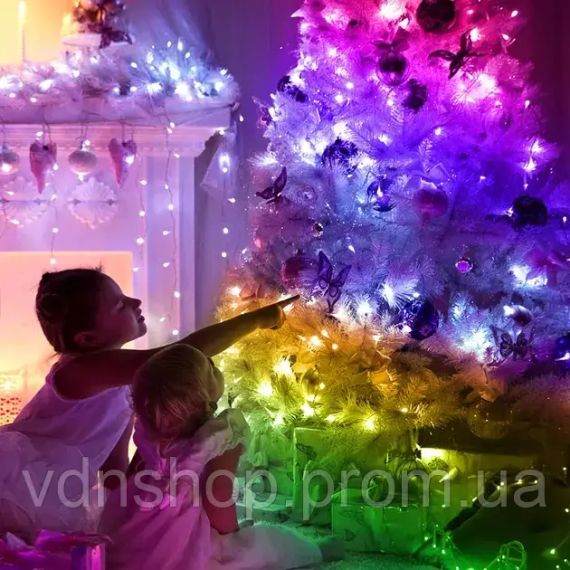 Светодиодная умная гирлянда Smart Роса RGB 100 LED с Bluetooth для елки от USB 10м | Зображення 6