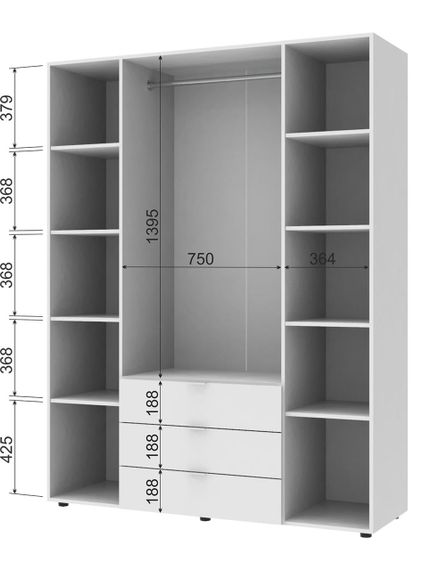 Двостулкова шафа 4-дверна для одягу Гелар 4 Doros колір Біла 155х49,5х203,4 см, у сучасному стилі | Зображення 1