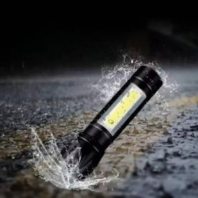 Ручной светодиодный туристический LED фонарь с боковым светом Charging Flashlight Черный