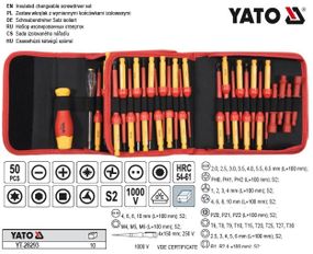 Набор отвертки YATO Польша изолированная диэлектрическая электрика VDE 1000В 50 штук YT-28293