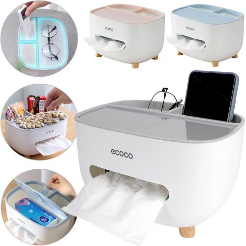 Контейнер для салфеток і скритий держатель для телефона XPRO Tissue box сірий (43750-_259)