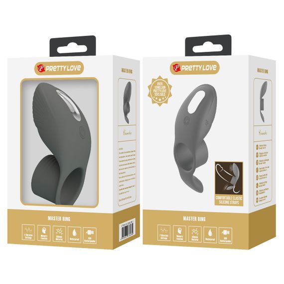Ерекційне кільце - Pretty Love Master Ring Cock Ring Black Sex Aura | Зображення 9