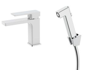 Змішувач для раковини Qtap Gemini (з гігієнічним душем) QTGEM272CRW45691 Chrome/White