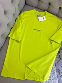 Футболка Vetements Paris France чоловіча бавовна, салатовий колір f727