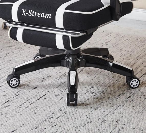 Крісло геймерське з тканини Bonro Бонро B-141 чорно-біле з підставкою для ніг (42401112) | Зображення 5