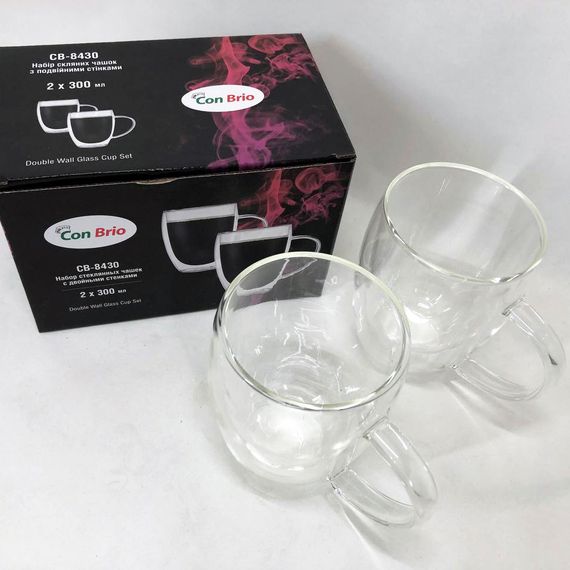 Стаканы и чашки с двойным дном Con Brio CB-8430-2 300 мл 2 шт, Набор стаканов с двойными стенками IR-78 | Зображення 4